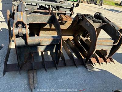 2019 Paladin 66" Root Rake Skid Hydraulic Grapple Bucket Attachment bidadoo