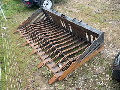 2019 Titan Attachments 72" Skid Steer Mount Skeleton 6 Tooth Rock Bucket bidadoo