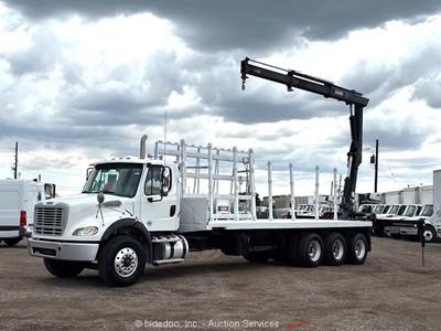 2017 Freightliner M2112 26' Tri/A Flatbed HIAB Knuckle Boom Crane Truck bidadoo