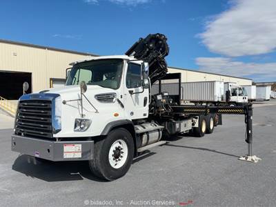2016 Freightliner 114SD HIAB Knuckle Boom Crane Flatbed Truck Diesel bidadoo