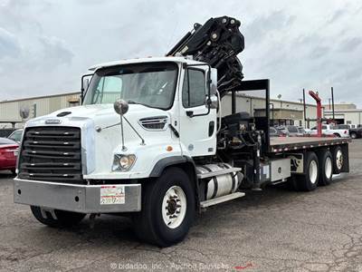 2016 Freightliner 114SD HIAB Knuckle Boom Crane Flatbed Truck Diesel bidadoo
