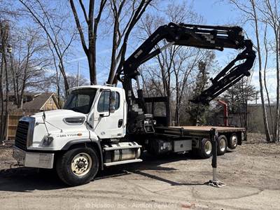 2016 Freightliner 114SD 22' Hiab Knuckle Boom Crane Flatbed Truck PTO bidadoo