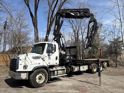2016 Freightliner 114SD 22' Hiab Knuckle Boom Crane Flatbed Truck PTO bidadoo