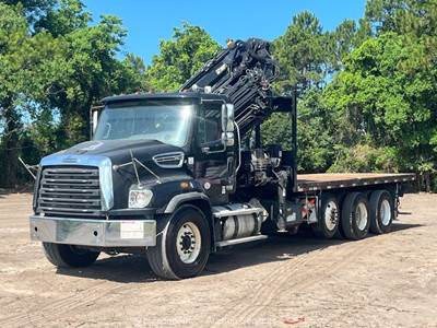 2016 Freightliner 114SD 21’ Flatbed Hiab Knuckle boom Crane Truck PTO bidadoo