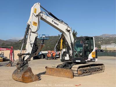 2020 Bobcat E145 Enclosed Cab Excavator Blade Aux Hydraulic Thumb A/C bidadoo