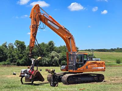 2014 Doosan DX300-LC Excavator Trackhoe Cab AC Logmax Tree Log Processor bidadoo