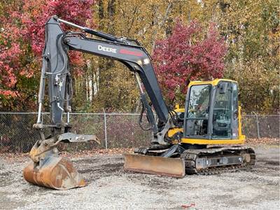 John Deere 85G Excavator Crawler Backhoe Dozer Aux Hyd Thumb Q/C Cab bidadoo