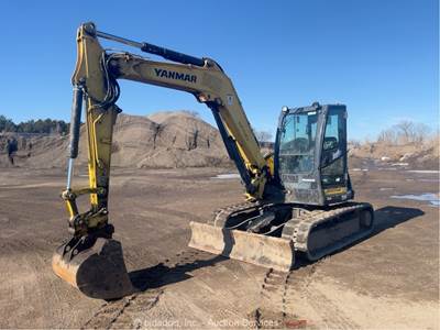 2017 Yanmar SV100-2A Excavator Cab Aux Hyd Diesel Back Blade bidadoo