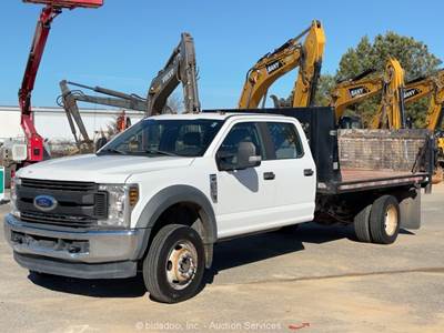 2019 Ford F-550 4WD Crew Cab Flatbed Stake Bed Pickup Truck Lift Gate bidadoo