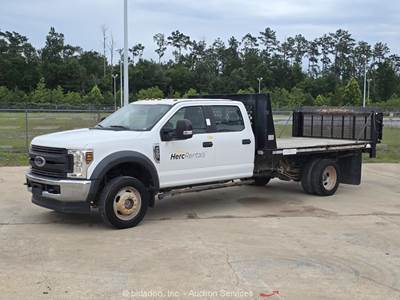 2019 Ford F-550 4WD SuperCrew Cab 12' Flatbed Stakebody Truck 6.8L bidadoo