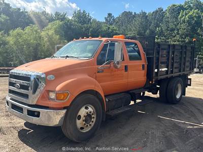 2011 Ford F-650 12' S/A Flatbed Truck Stake Body Equipment Cummins bidadoo