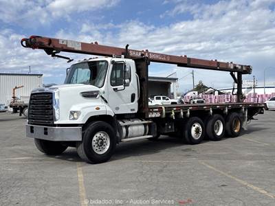 2016 Freightliner 108SD Tri Axle 36’ Conveyor Flatbed Boom Truck Cummins bidadoo
