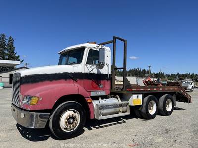 Freightliner FLD-112 12' Flatbed Ramp Car Hauler Tow Truck Cummins M/T bidadoo