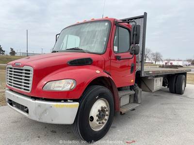 2014 Freightliner LT9500 24' S/A Flatbed Truck Forklift Mount Cummins bidadoo