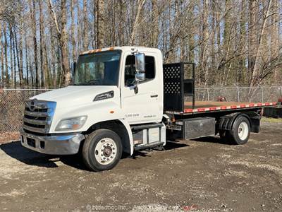 2018 Hino 258ALP Flatbed Stakebed Equipment Haul Rollback Truck Winch bidadoo