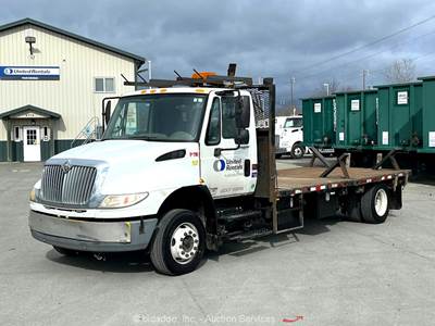 2009 International 4400 Hydraulic Tilt Flatbed Utility Truck M/T Diesel bidadoo