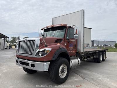 2015 International Workstar 7600 24ft Flatbed Delivery Utility Truck A/T bidadoo