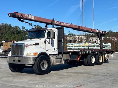 2016 Peterbilt PB348 28’ Flatbed Conveyor Truck Cleasby 40’ Boom PTO bidadoo