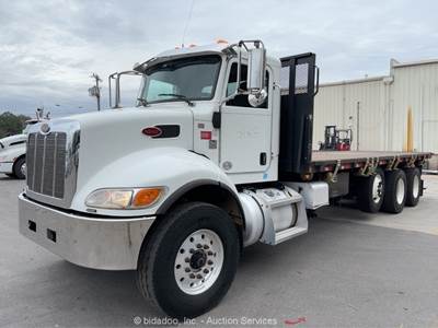 2018 Peterbilt 348 Tri/A Flatbed Truck Allison Stake Body Delivery Auto bidadoo