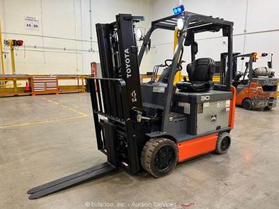 2019 Toyota 8FBCU30 6,000 lbs Warehouse Electric Forklift Lift Truck bidadoo