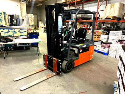 2022 Toyota 8FBE20U 4,000 lbs 3-Wheel Electric Warehouse Forklift Truck bidadoo