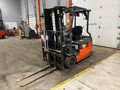 2018 Toyota 8FBE20U 3,550 lbs Electric 3 Wheel Electric Forklift Lift bidadoo