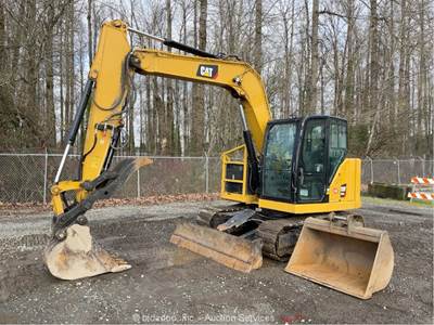 2019 Caterpillar 307.5 Mini Excavator Dozer Cab A/C Aux Hyd Q/C Buckets bidadoo