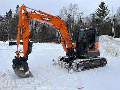 2021 Doosan DX85R-3 Mini Excavator A/C Cab Aux Hyd Thumb Q/C Bucket bidadoo