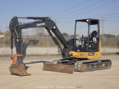 2021 John Deere 50G Mini Excavator Backhoe Aux Hyd Thumb Bucket Blade bidadoo