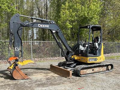 2018 John Deere 50G Mini Excavator Trackhoe Dozer Aux Hyd Thumb Blade bidadoo