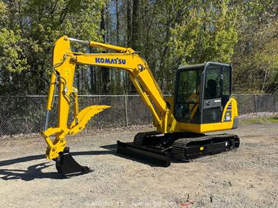 2019 Komatsu PC56-7 Mini Excavator Trackhoe Dozer Cab A/C Aux Hyd Thumb bidadoo