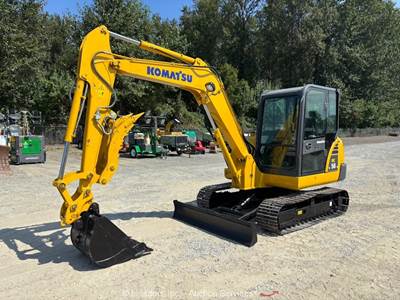 2019 Komatsu PC56-7 Mini Excavator Trackhoe Cab A/C Aux Hyd Thumb Kubota bidadoo
