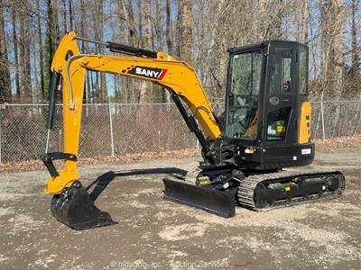 Sany SY35U Mini Excavator Crawler Trackhoe Dozer Cab A/C Aux Hyd Bucket bidadoo