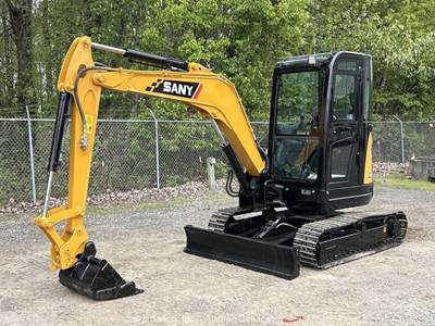 2022 Sany SY35U Mini Excavator Crawler Trackhoe Dozer Cab A/C Aux Hyd bidadoo