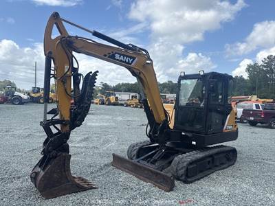 2022 Sany SY60C Mini Excavator Trackhoe Thumb Blade Aux Hyd Q/C Cab A/C bidadoo