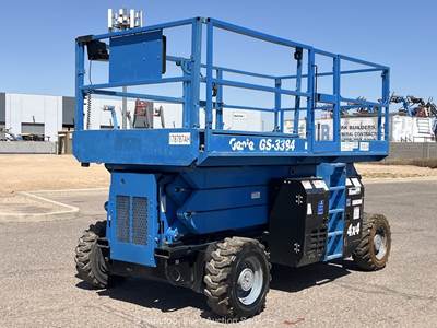 2016 Genie GS-3384 33' 4WD Dual Fuel Rough Terrain Scissor Lift Man bidadoo