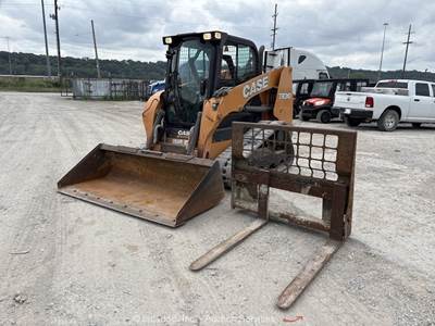2019 Case TR310 Skid Steer Track Loader A/C Cab FPT Diesel 42" Forks Bkt bidadoo