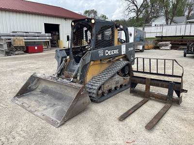 2013 John Deere 323D Skid Steer Crawler Loader Aux Hyd Bucket Forks bidadoo