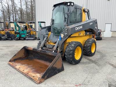 2020 John Deere 330G Skid Steer Cab Wheel Loader Q/C Bucket Aux Hyd A/C bidadoo