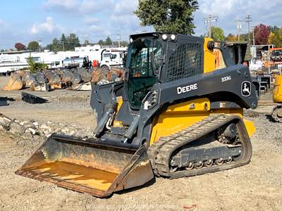 2020 John Deere 333G Skid Steer Crawler Track Loader A/C Cab Aux Hyd Q/C bidadoo