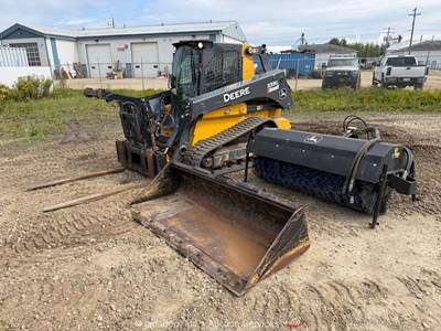 2020 John Deere 333G Skid Steer Track Loader Cab Bucket Broom Aux Hyd bidadoo