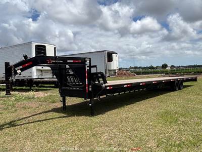 2024 5 Star ST-493 FB 40' T/A Gooseneck Flatbed Equipment Ramps Trailer bidadoo