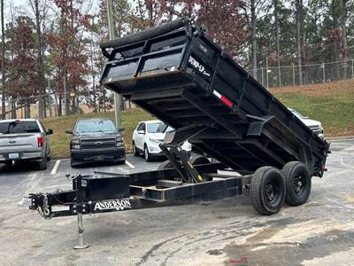 2023 Anderson D7147TLP T/A 14' Hydraulic Dump Bed Cargo Ramp Trailer bidadoo