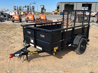 2021 Big Tex 30SV-08BK 8' S/A Wood Flatbed Utility Ramp Gate Trailer bidadoo