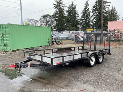 2016 Bulldog 716E T/A 16' Wood Deck Flatbed Equipment Utility Trailer bidadoo