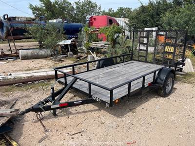 2025 C&M Trailers 76X12 12' S/A Wood Deck Utility Mesh Ramp Trailer bidadoo