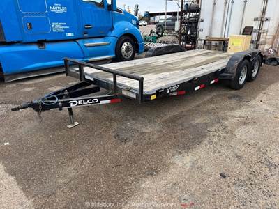 2021 Delco 18' T/A Flatbed Stakebed Deck Car Hauler Utility Trailer bidadoo