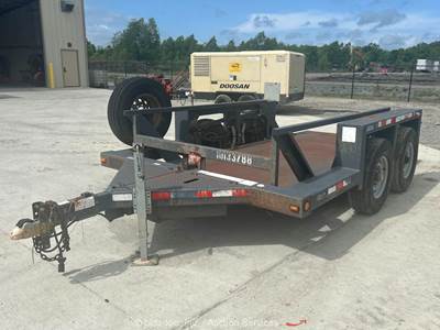 2014 JLG 1014 T/A 14' Hydraulic Drop Deck Flatbed Equipment Trailer bidadoo