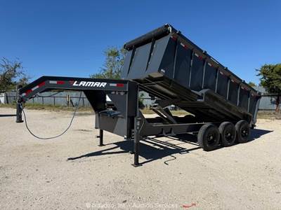 2024 Lamar DL831637  16' Tri-Axle Gooseneck Hydraulic End Dump Trailer bidadoo