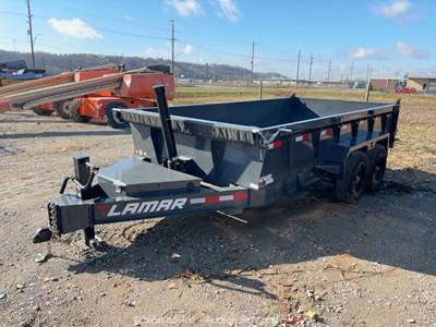2025 Lamar DT83427 T/A 14' Hydraulic Dump Tilt Tarp Hauler Trailer bidadoo
